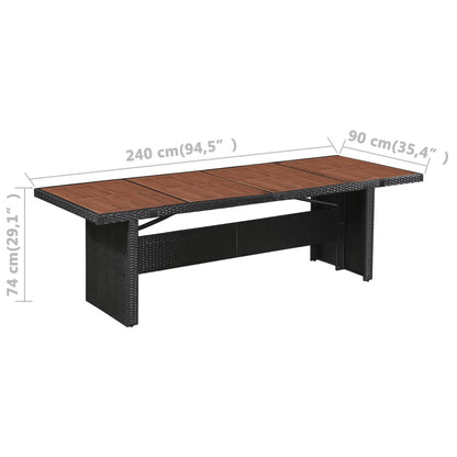 Set da Pranzo da Giardino 9 pz con Cuscini in Polyrattan Nero - homemem39