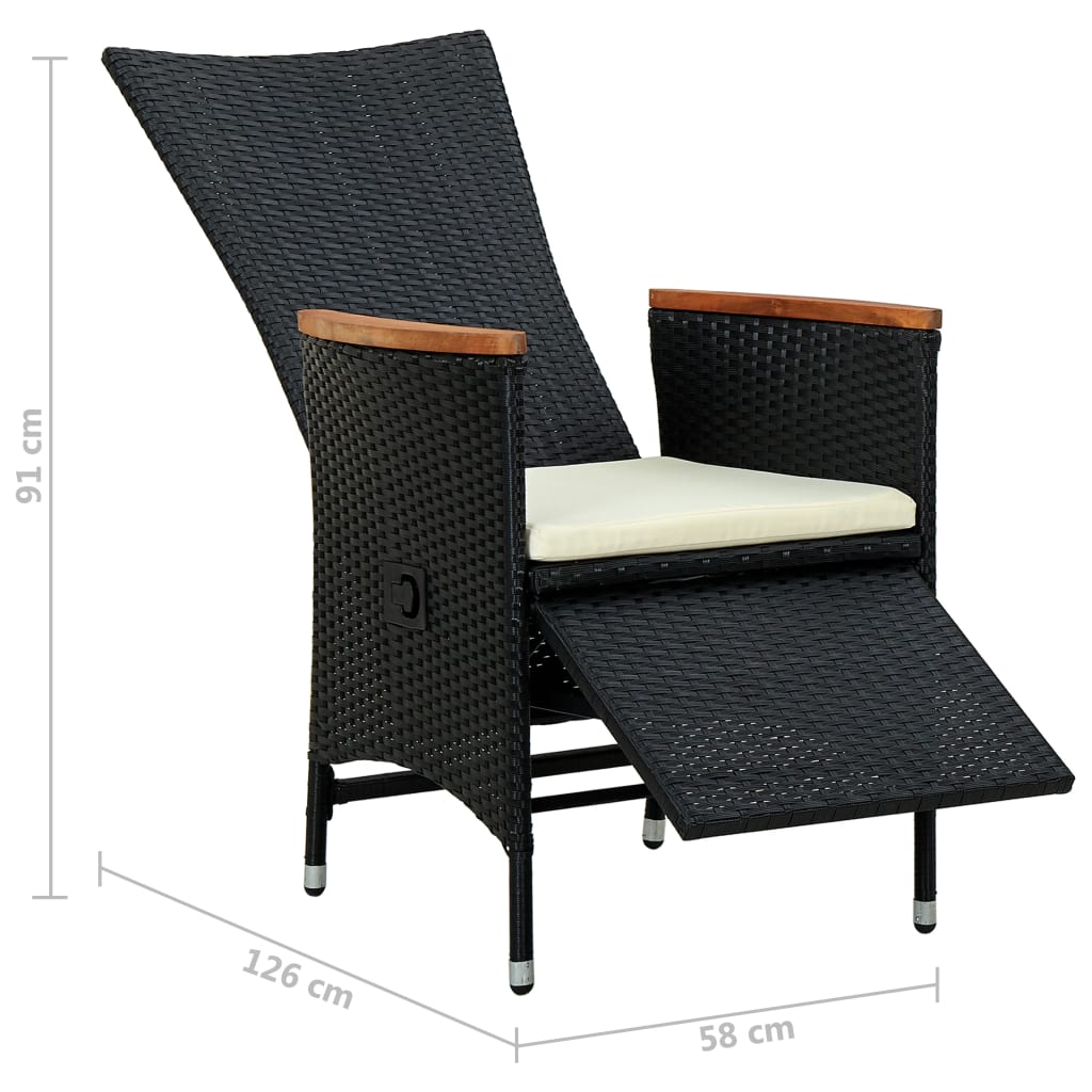 Set da Pranzo da Giardino 7 pz in Polyrattan e Acacia Nero - homemem39