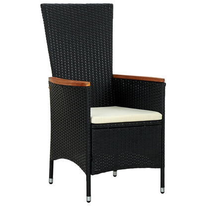 Set da Pranzo da Giardino 9 pz con Cuscini in Polyrattan Nero - homemem39