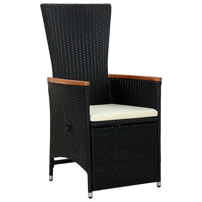 Set da Pranzo da Giardino 9 pz con Cuscini in Polyrattan Nero - homemem39