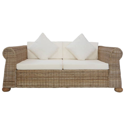 Set di Divani 2 pz con Cuscini in Rattan Naturale - homemem39