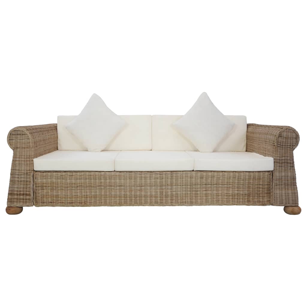 Set di Divani 2 pz con Cuscini in Rattan Naturale - homemem39