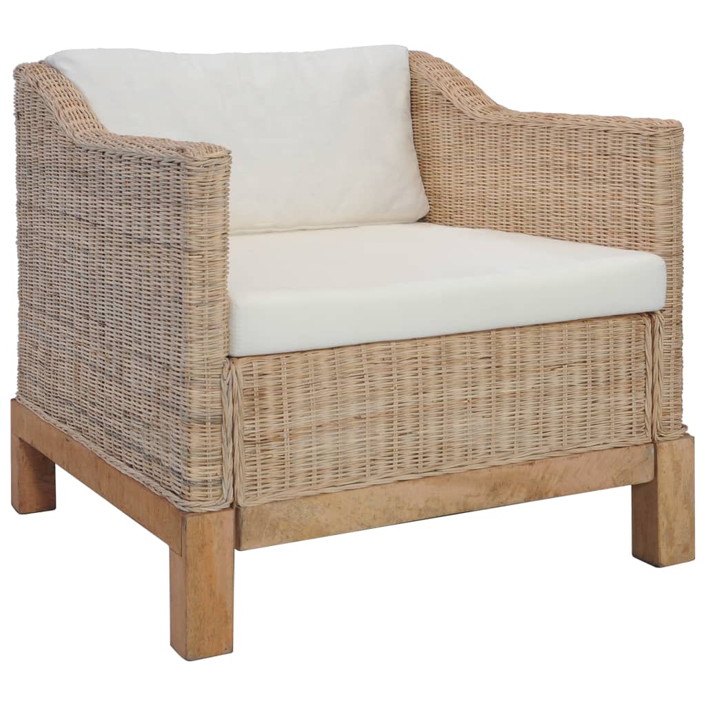 Set di Divani 2 pz con Cuscini in Rattan Naturale - homemem39