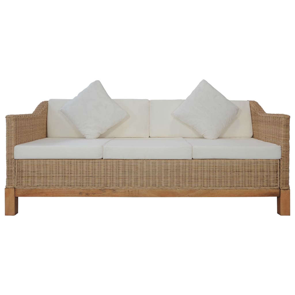 Set di Divani 2 pz con Cuscini in Rattan Naturale - homemem39