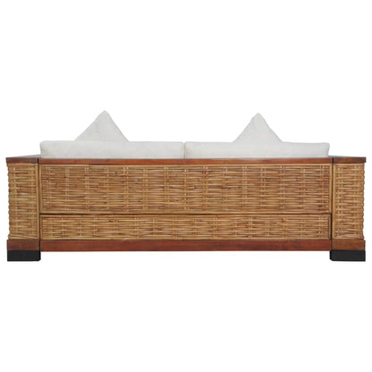 Set di Divani 2 pz con Cuscini in Rattan Naturale Marrone - homemem39