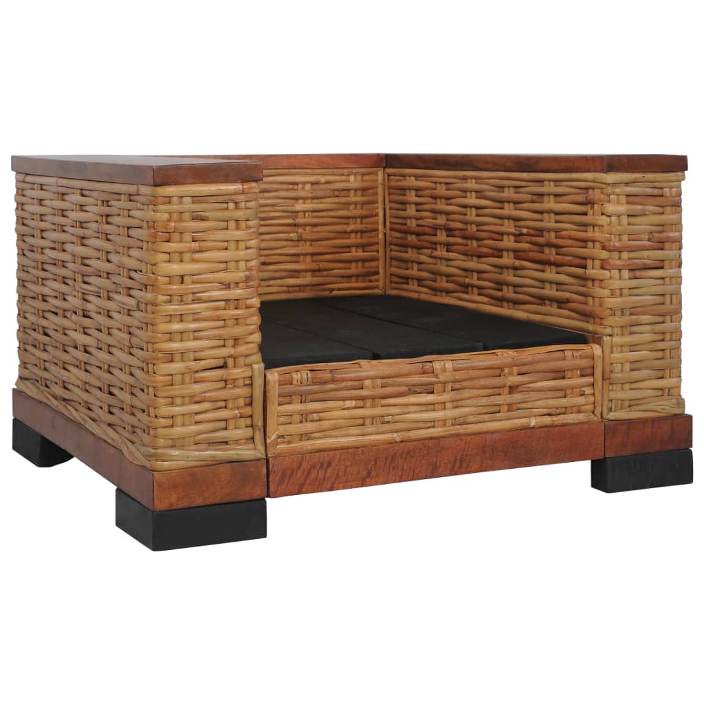 Set di Divani 2 pz con Cuscini in Rattan Naturale Marrone - homemem39