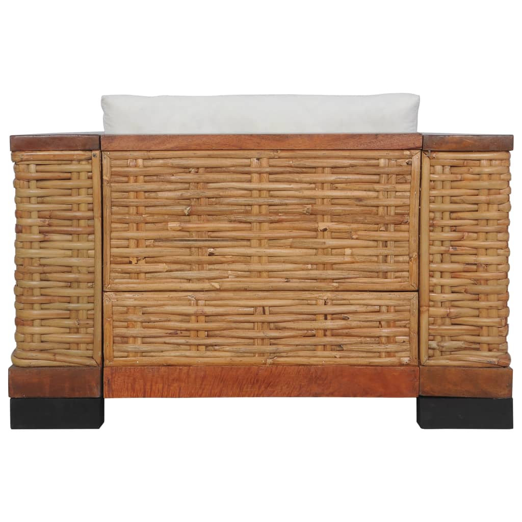 Set di Divani 2 pz con Cuscini in Rattan Naturale Marrone - homemem39