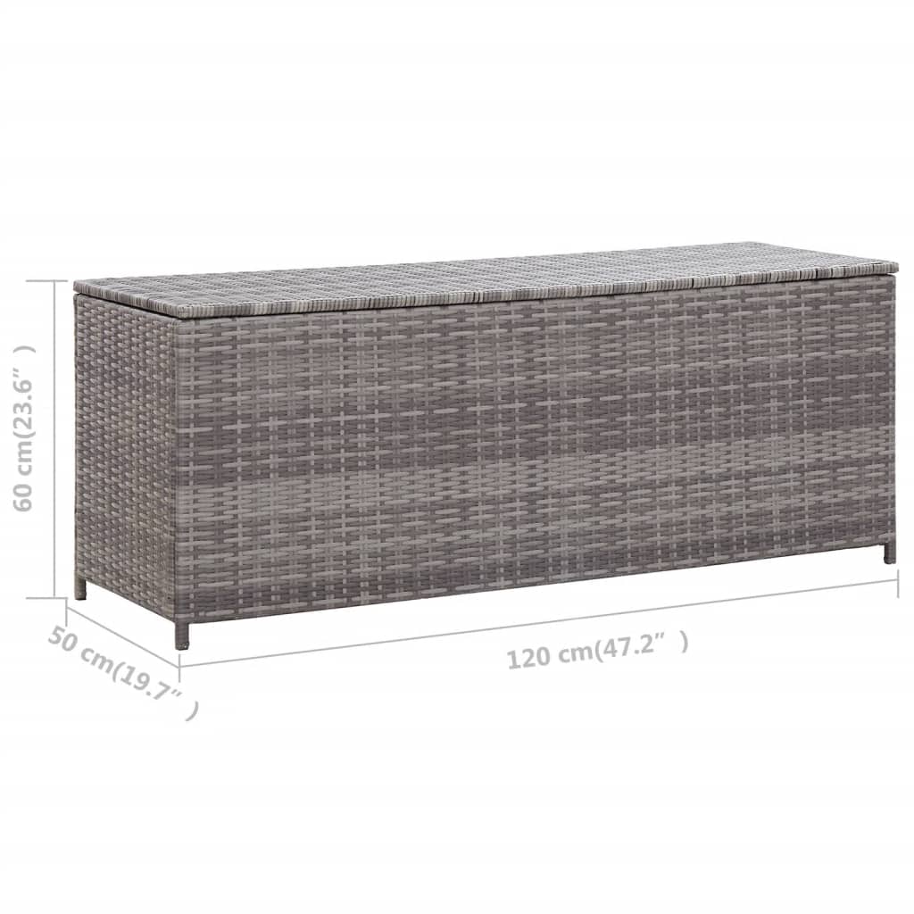 Baule da Giardino Grigio 120x50x60 cm in Polyrattan - homemem39