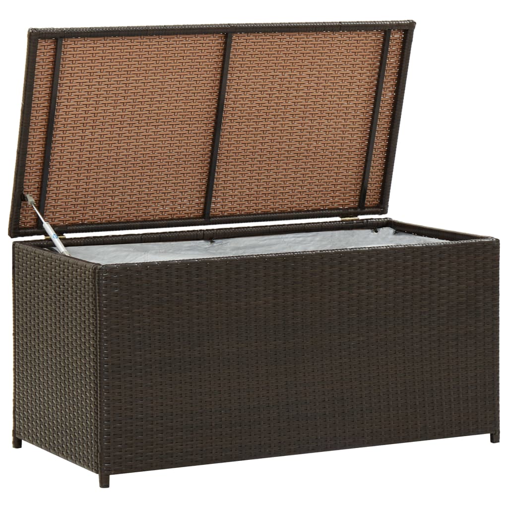 Baule da Giardino in Polyrattan 100x50x50 cm Marrone - homemem39