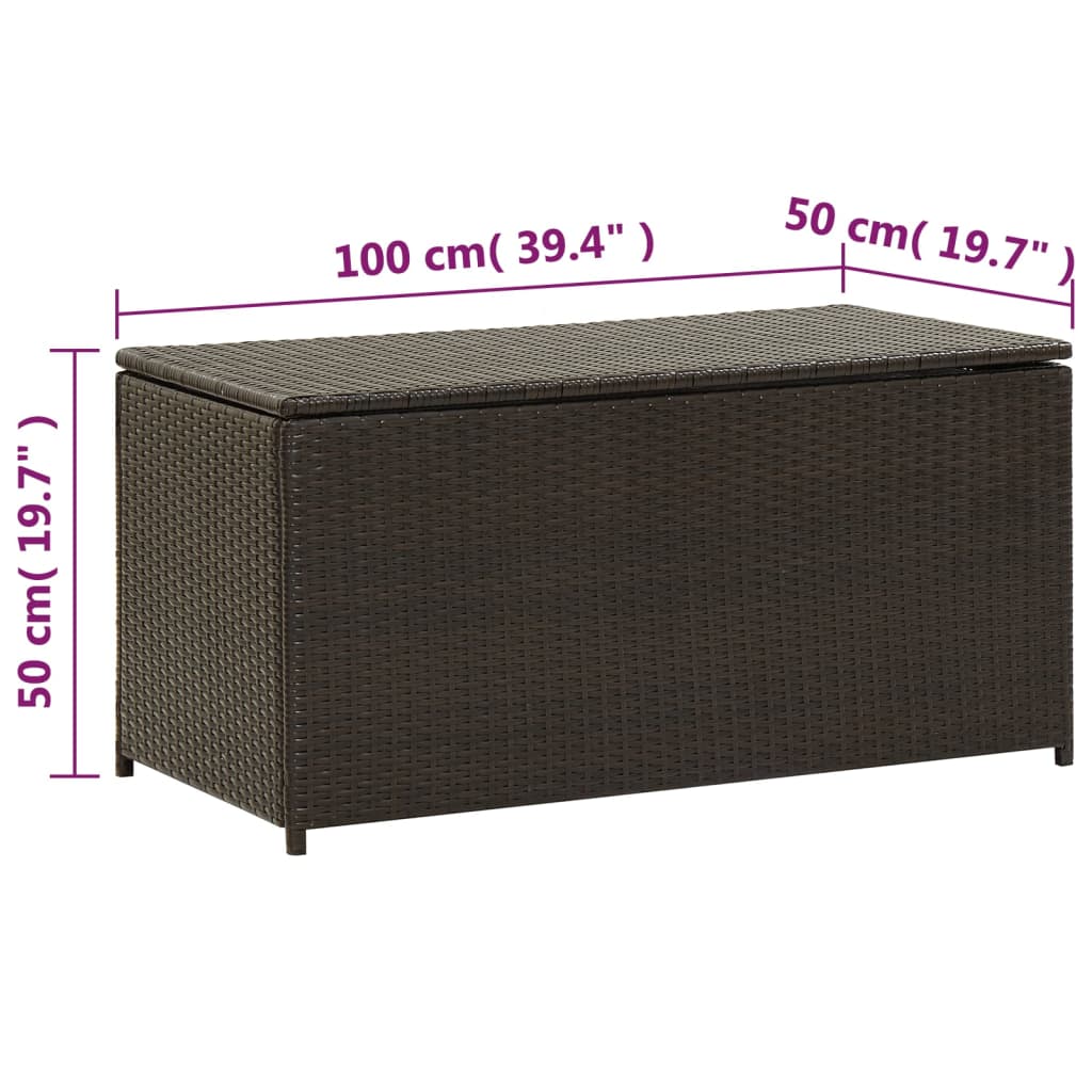 Baule da Giardino in Polyrattan 100x50x50 cm Marrone - homemem39