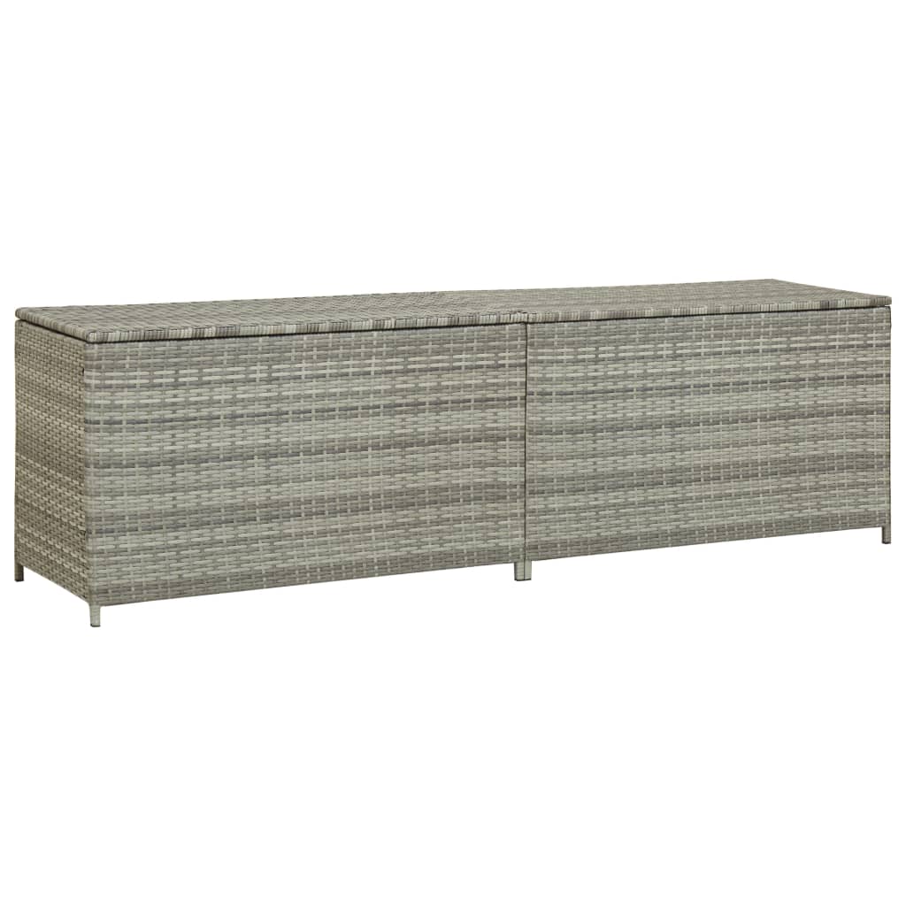 Baule da Giardino in Polyrattan 200x50x60 cm Grigio - homemem39