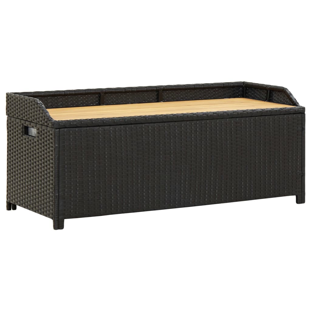 Panca da Giardino con Vano Portaoggetti 120 cm Polyrattan Nera - homemem39