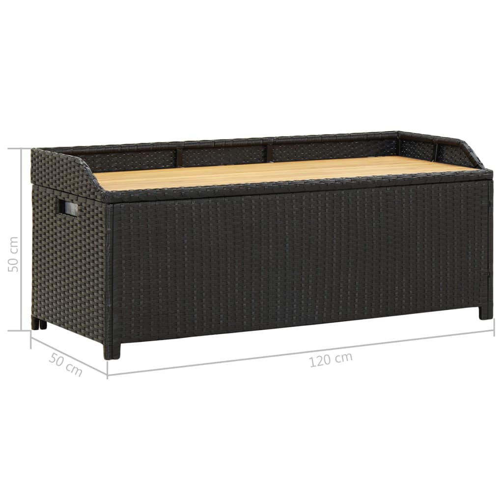 Panca da Giardino con Vano Portaoggetti 120 cm Polyrattan Nera - homemem39