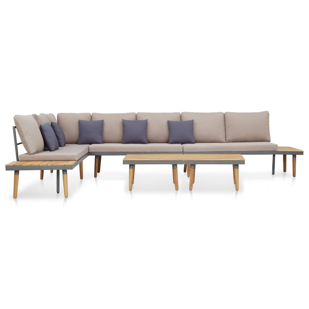 Set Divani da Giardino 7 Posti con Cuscini Legno Acacia Marrone - homemem39