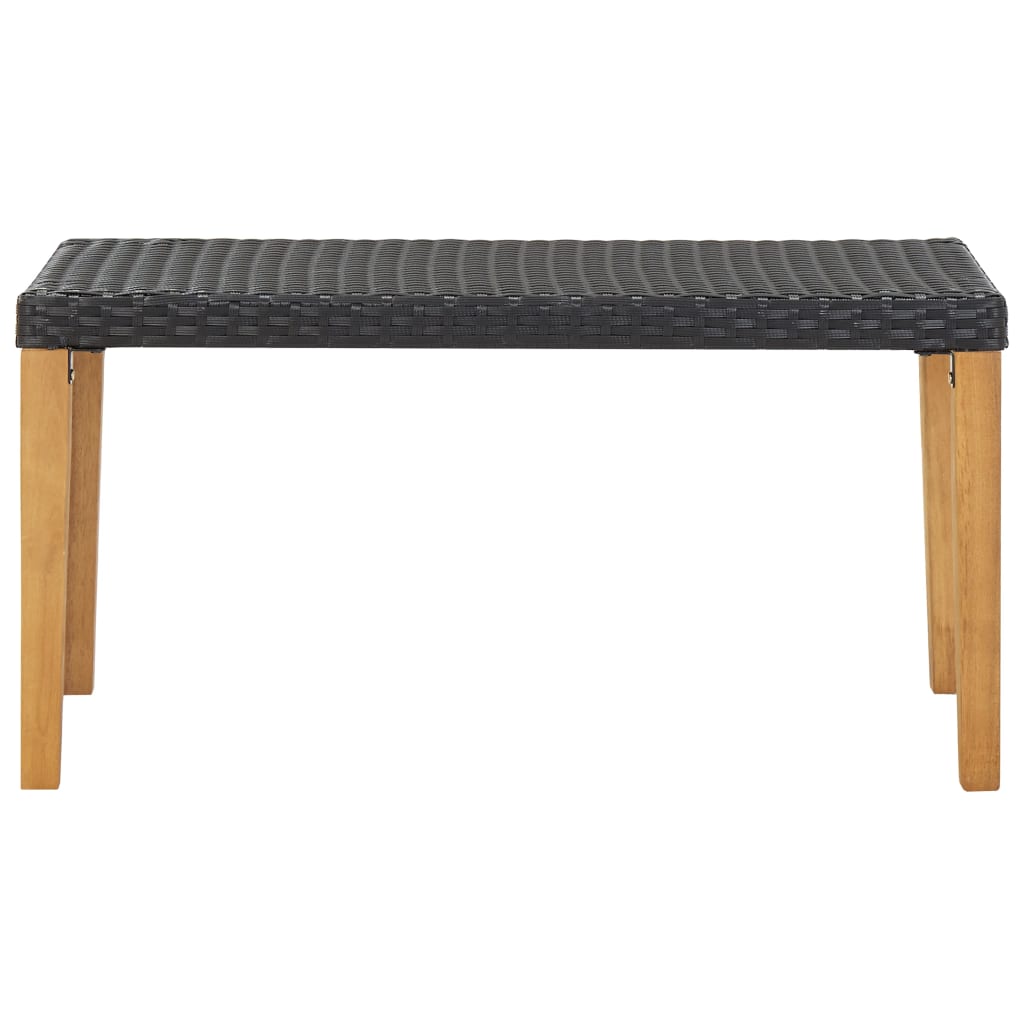 Panchina da Giardino 120 cm Nero Polyrattan e Massello d'Acacia - homemem39