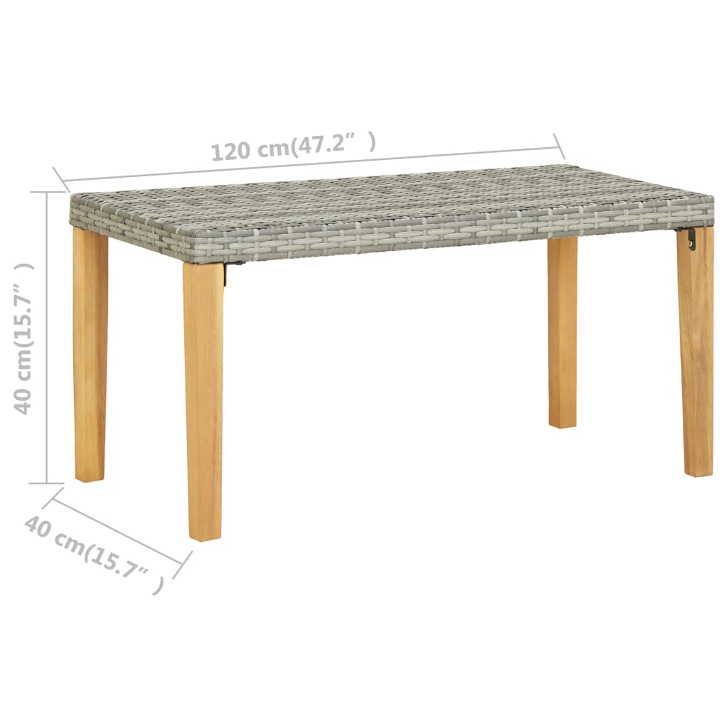 Panchina da Giardino 120 cm Grigio Polyrattan Massello d'Acacia - homemem39