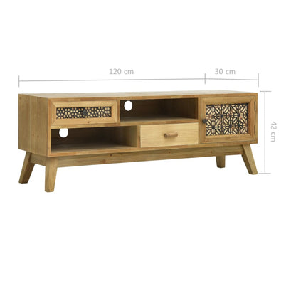 Mobile Porta TV Intagliato Marrone 120x30x42 cm in Legno - homemem39