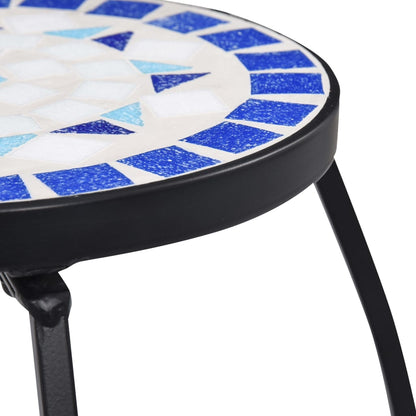 Tavolini con Mosaico 3 pz Blu e Bianco in Ceramica - homemem39
