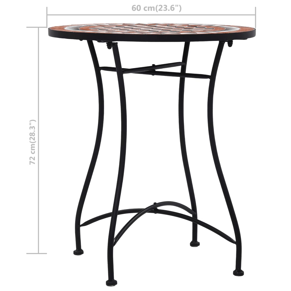 Tavolino da Bistrot con Mosaico Marrone 60 cm in Ceramica - homemem39