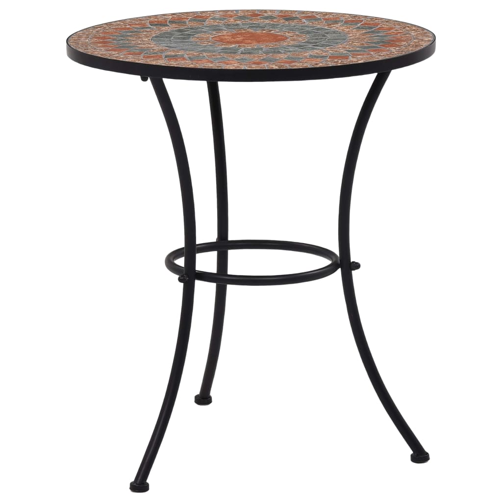 Tavolino da Bistrot con Mosaico Arancio/Grigio 60cm in Ceramica - homemem39