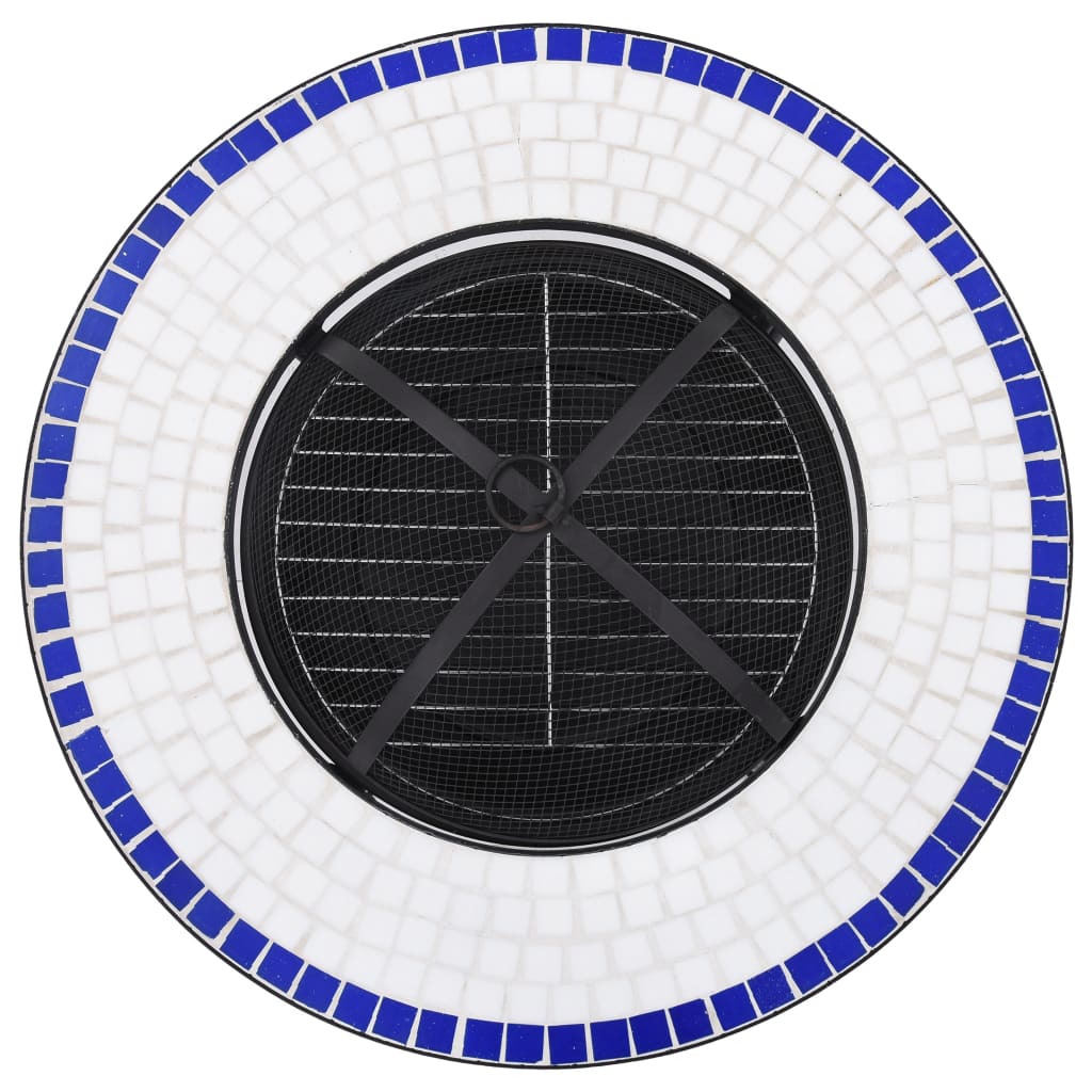 Tavolo con Braciere a Mosaico Blu e Bianco 68 cm in Ceramica - homemem39