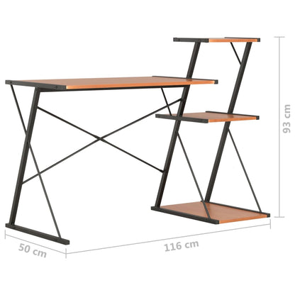 Scrivania con Mensole Nera e Marrone 116x50x93 cm - homemem39