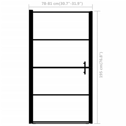 Porta per Doccia in Vetro Temperato 81x195 cm Nera - homemem39