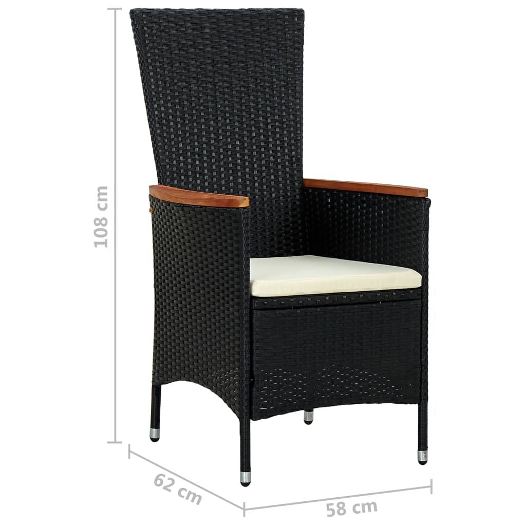 Set da Pranzo da Giardino 7 pz in Polyrattan e Acacia Nero - homemem39