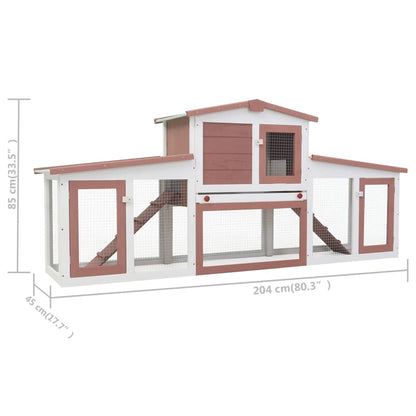 Conigliera per Esterni Grande Marrone Bianca 204x45x85cm Legno - homemem39