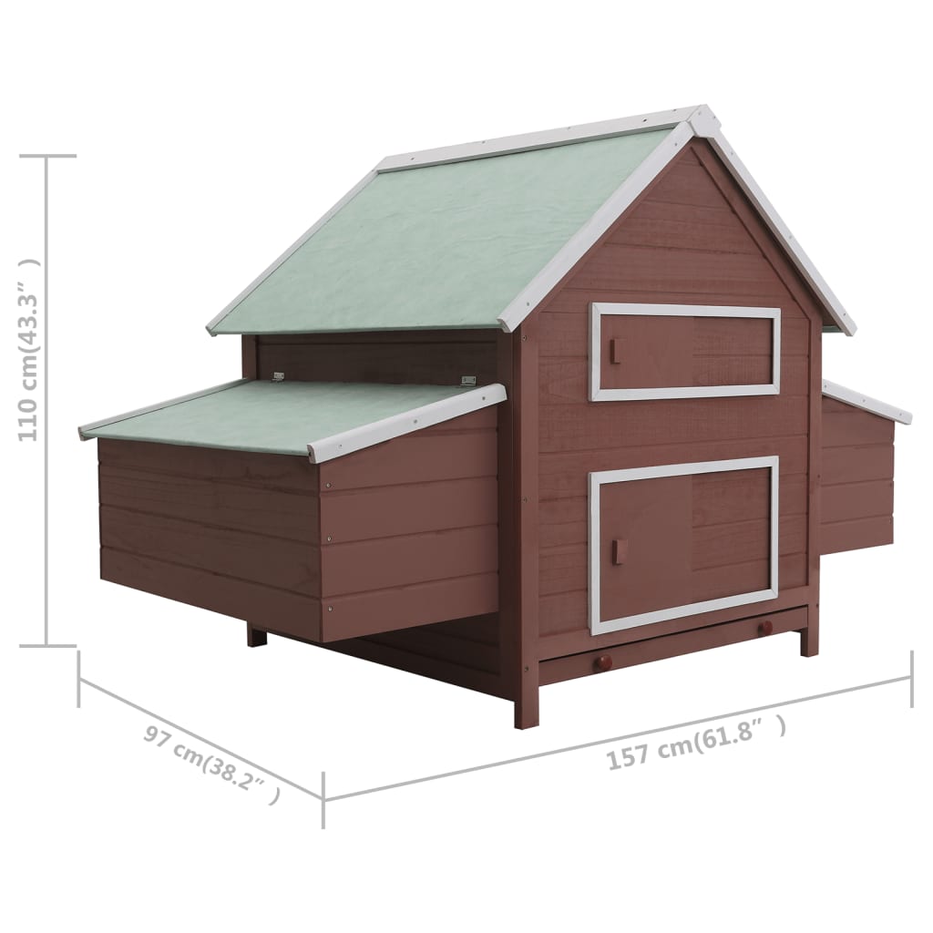 Pollaio Marrone 157x97x110 cm in Legno - homemem39