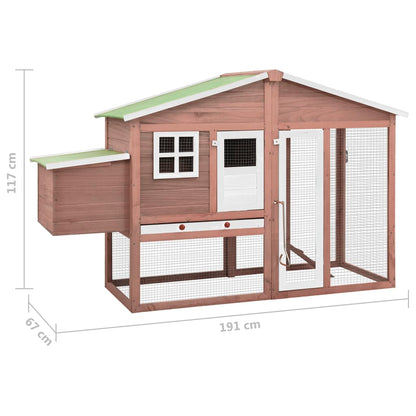 Pollaio con Casetta Nidificazione Mocha e Bianco in Legno Abete - homemem39