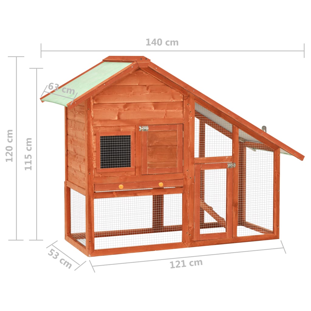 Conigliera 140x63x120 cm Legno Massello di Abete - homemem39