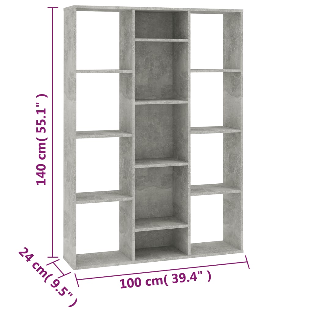 Libreria/Divisorio Grigio Cemento 100x24x140 cm in Multistrato - homemem39