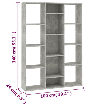 Libreria/Divisorio Grigio Cemento 100x24x140 cm in Multistrato - homemem39