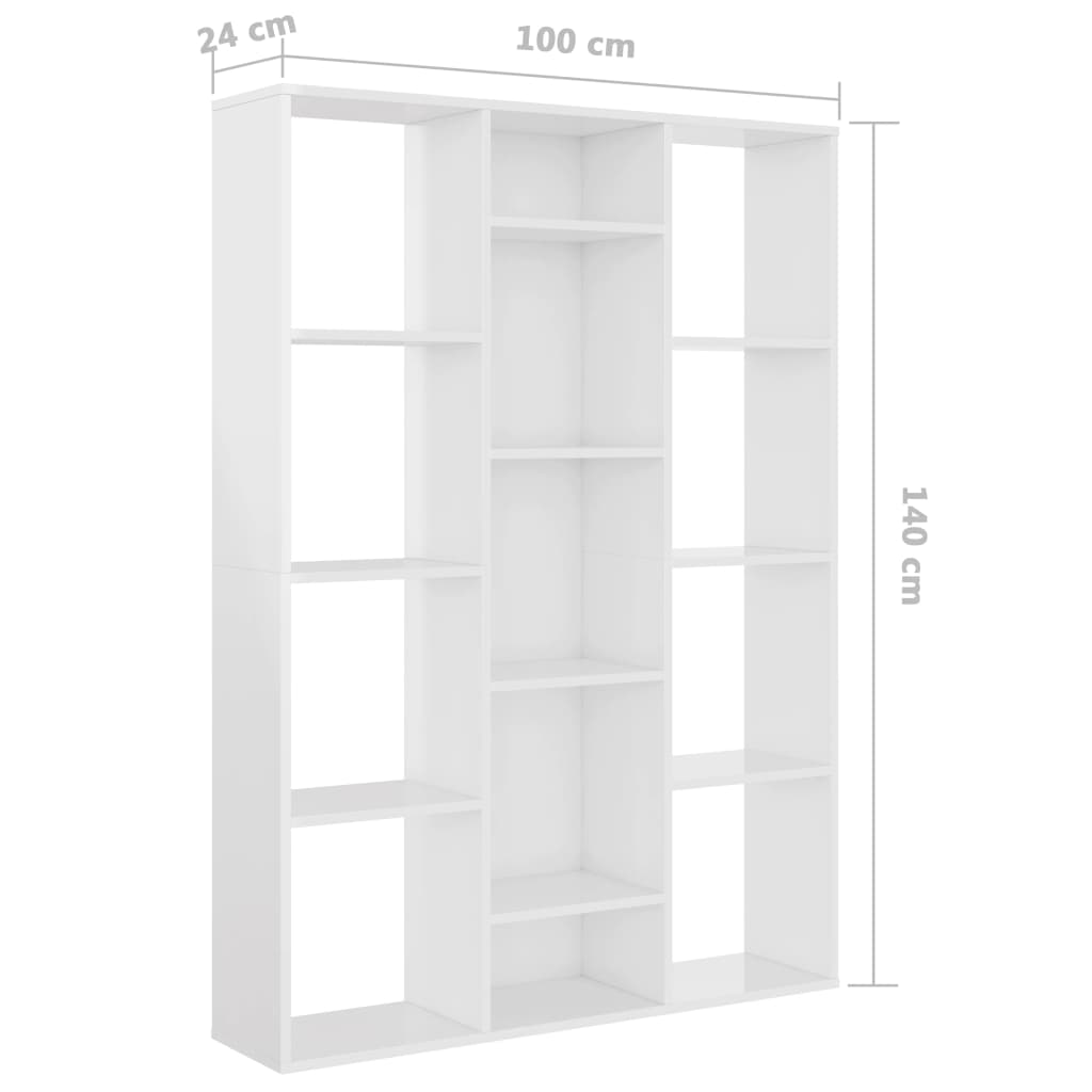 Libreria/Divisorio Bianco Lucido 100x24x140 cm in Truciolato - homemem39