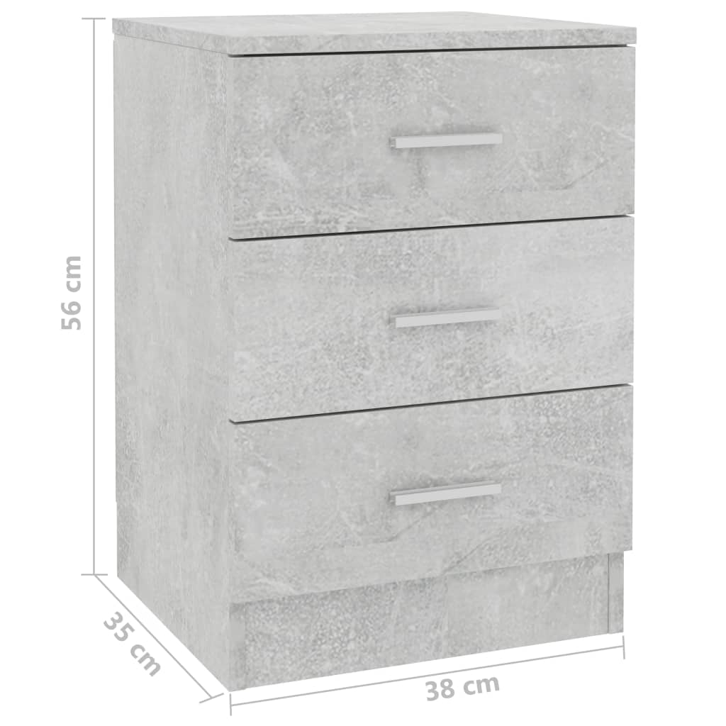 Comodino Grigio Cemento 38x35x56 cm in Truciolato - homemem39