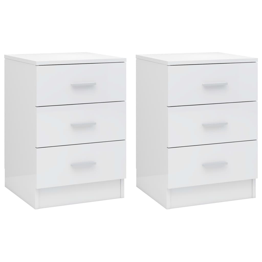 Comodini 2 pz Bianco Lucido 38x35x56 cm in Truciolato - homemem39