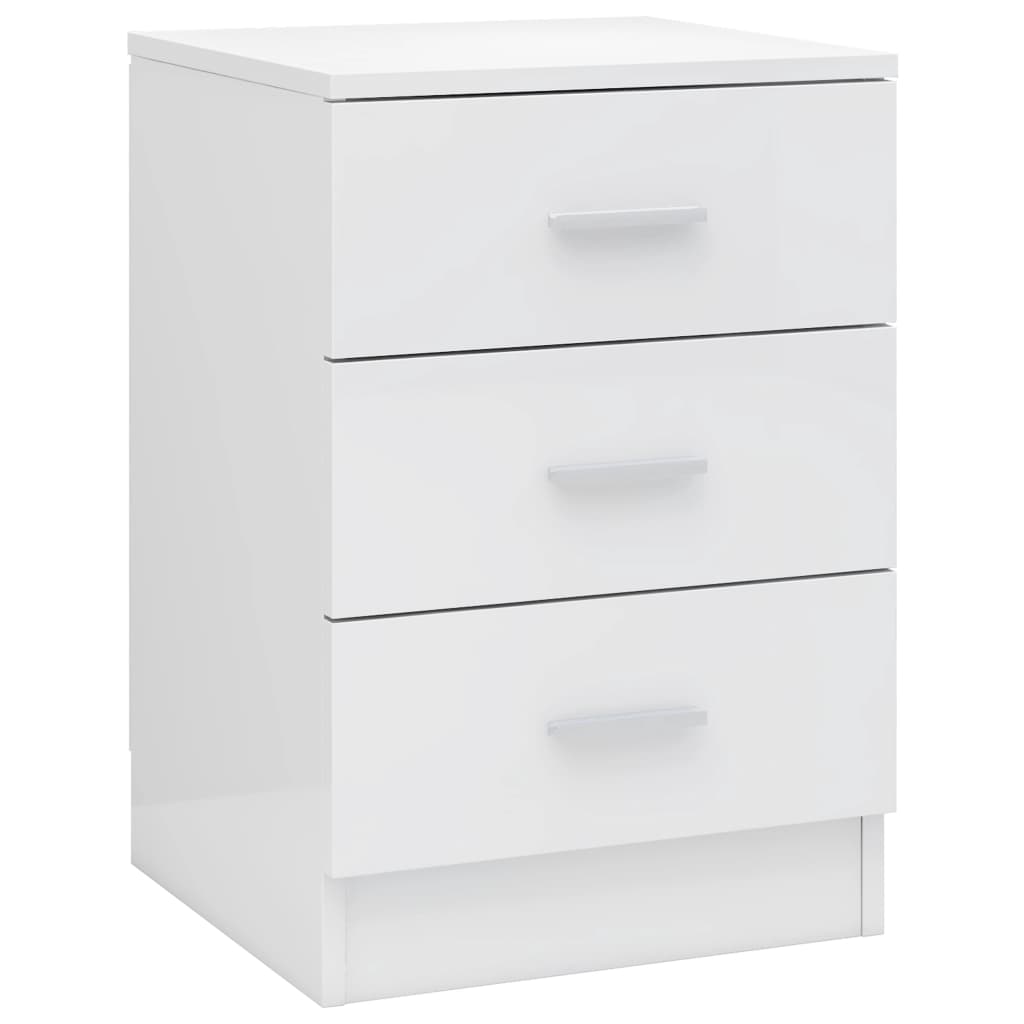 Comodini 2 pz Bianco Lucido 38x35x56 cm in Truciolato - homemem39