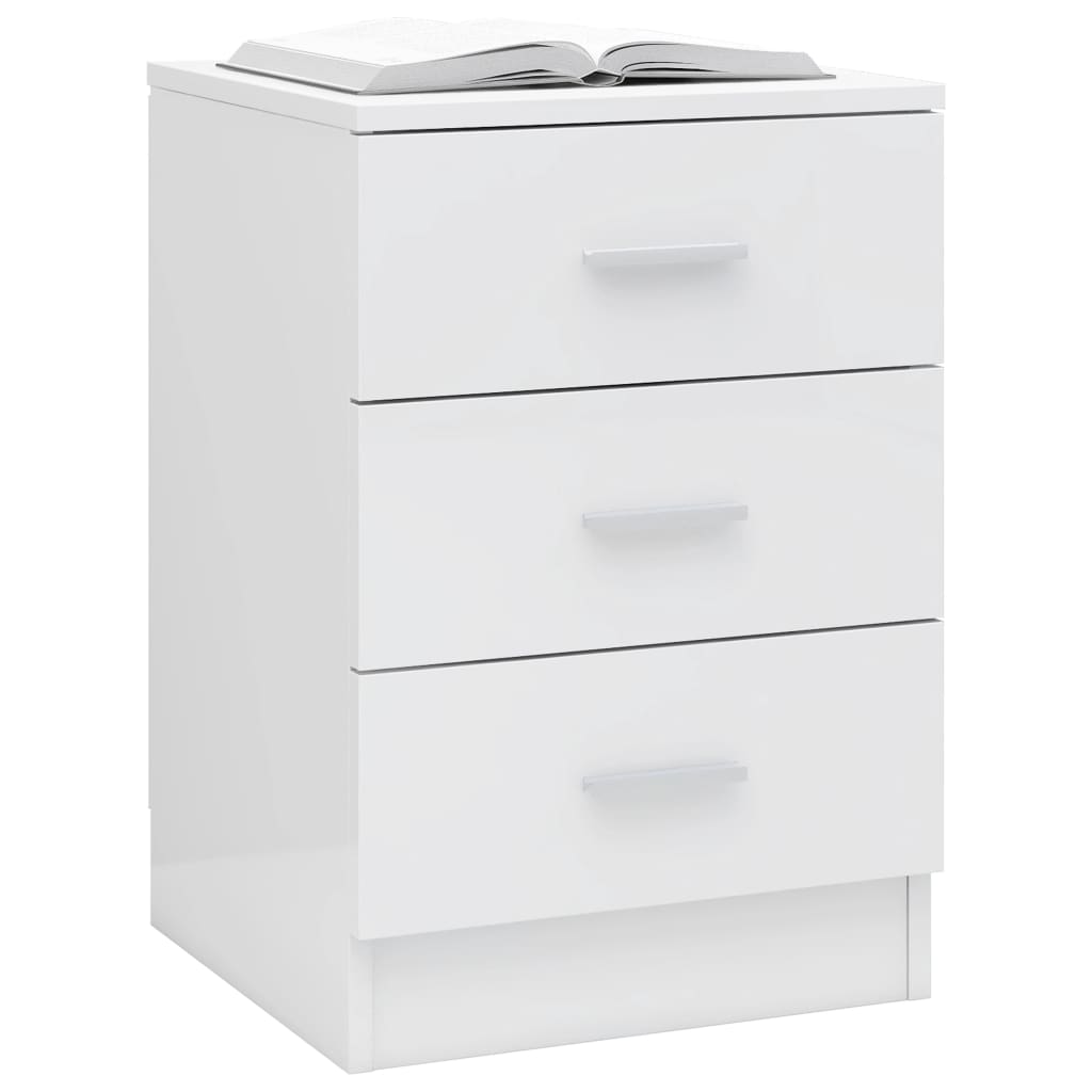 Comodini 2 pz Bianco Lucido 38x35x56 cm in Truciolato - homemem39