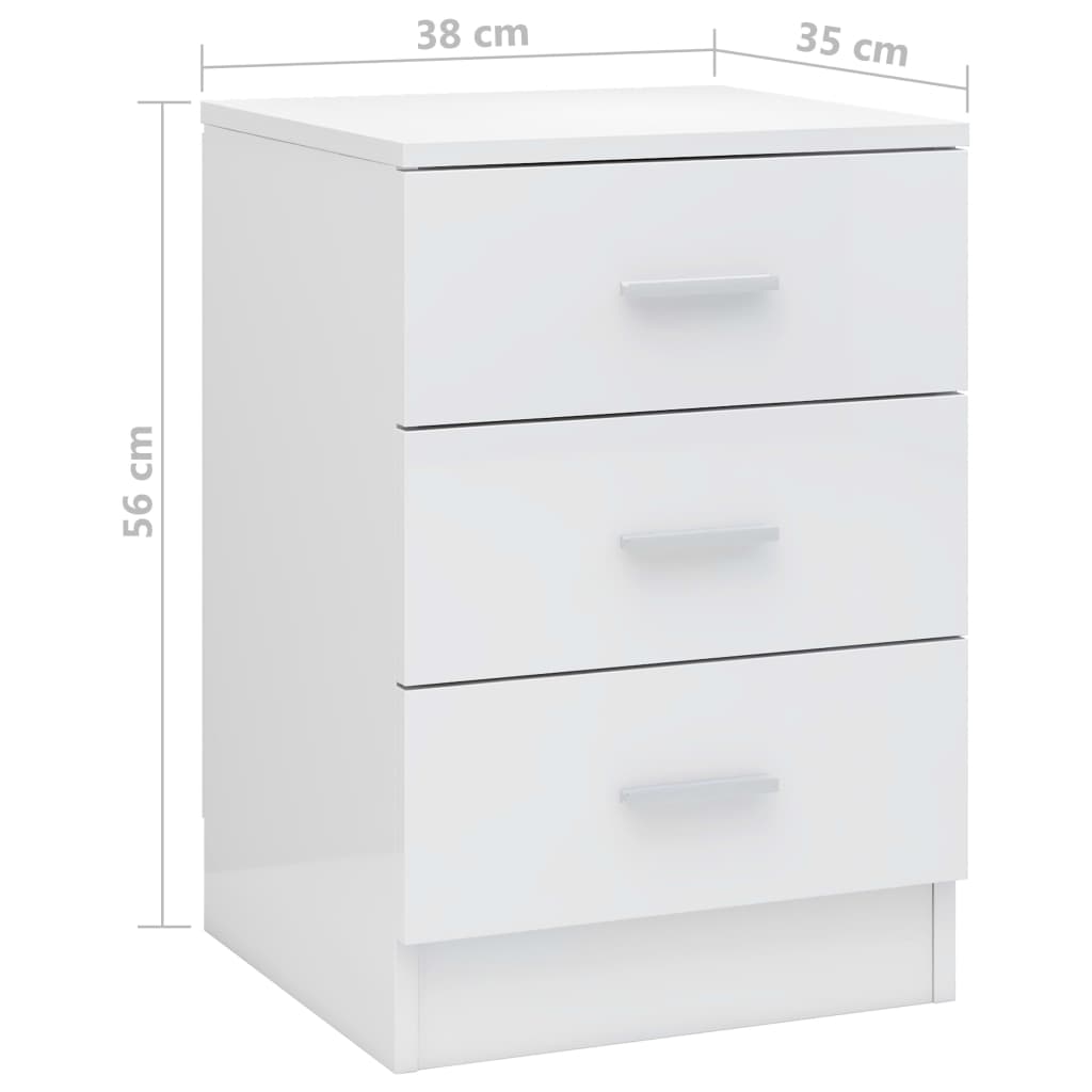 Comodini 2 pz Bianco Lucido 38x35x56 cm in Truciolato - homemem39