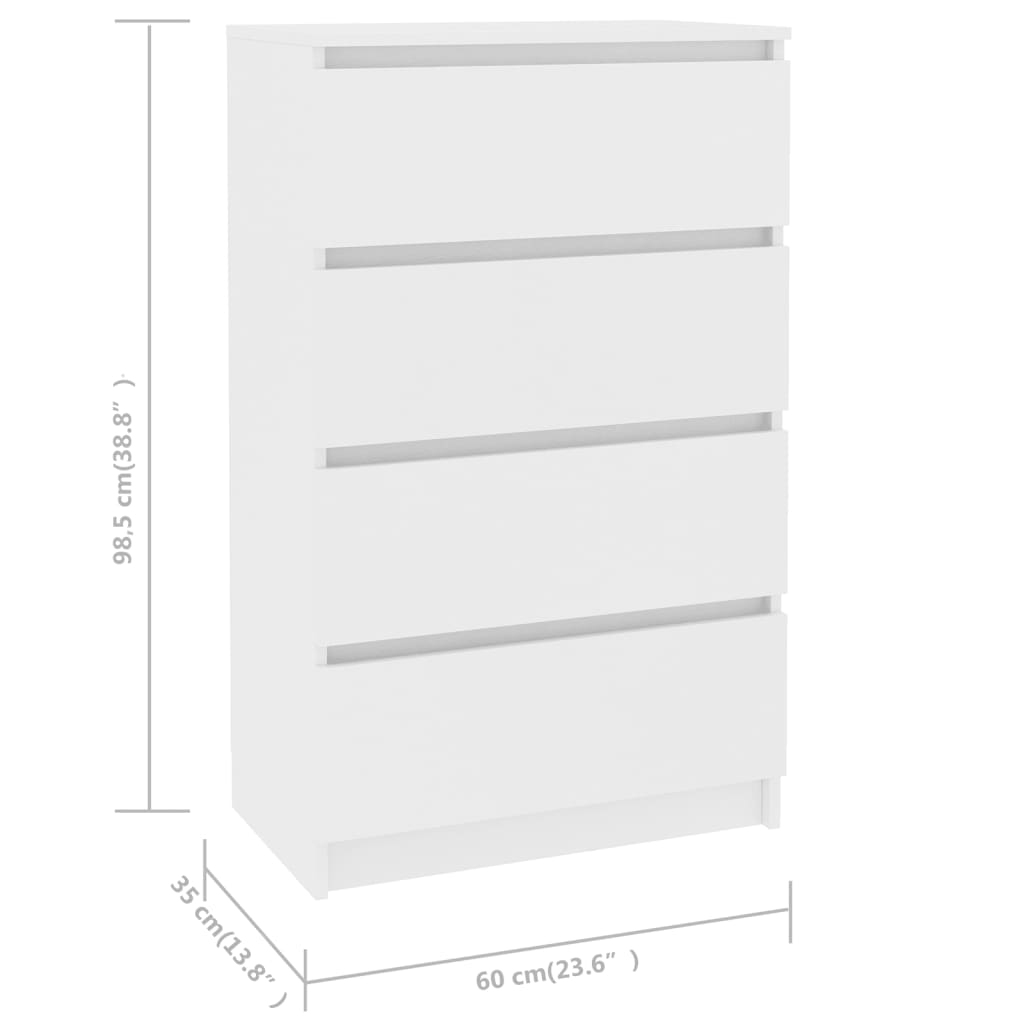 Credenza Bianca 60x35x98,5 cm in Legno Multistrato - homemem39