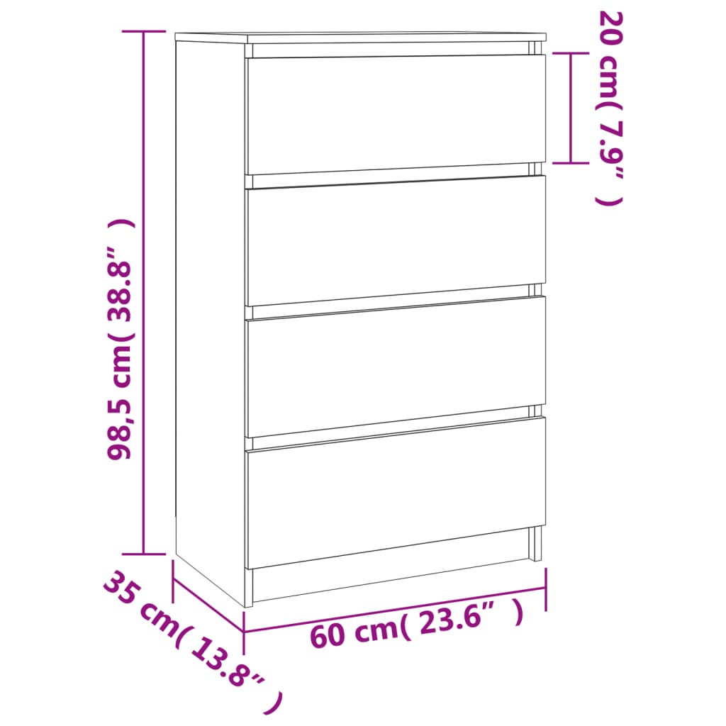 Credenza Rovere Sonoma 60x35x98,5 cm in Legno Multistrato - homemem39