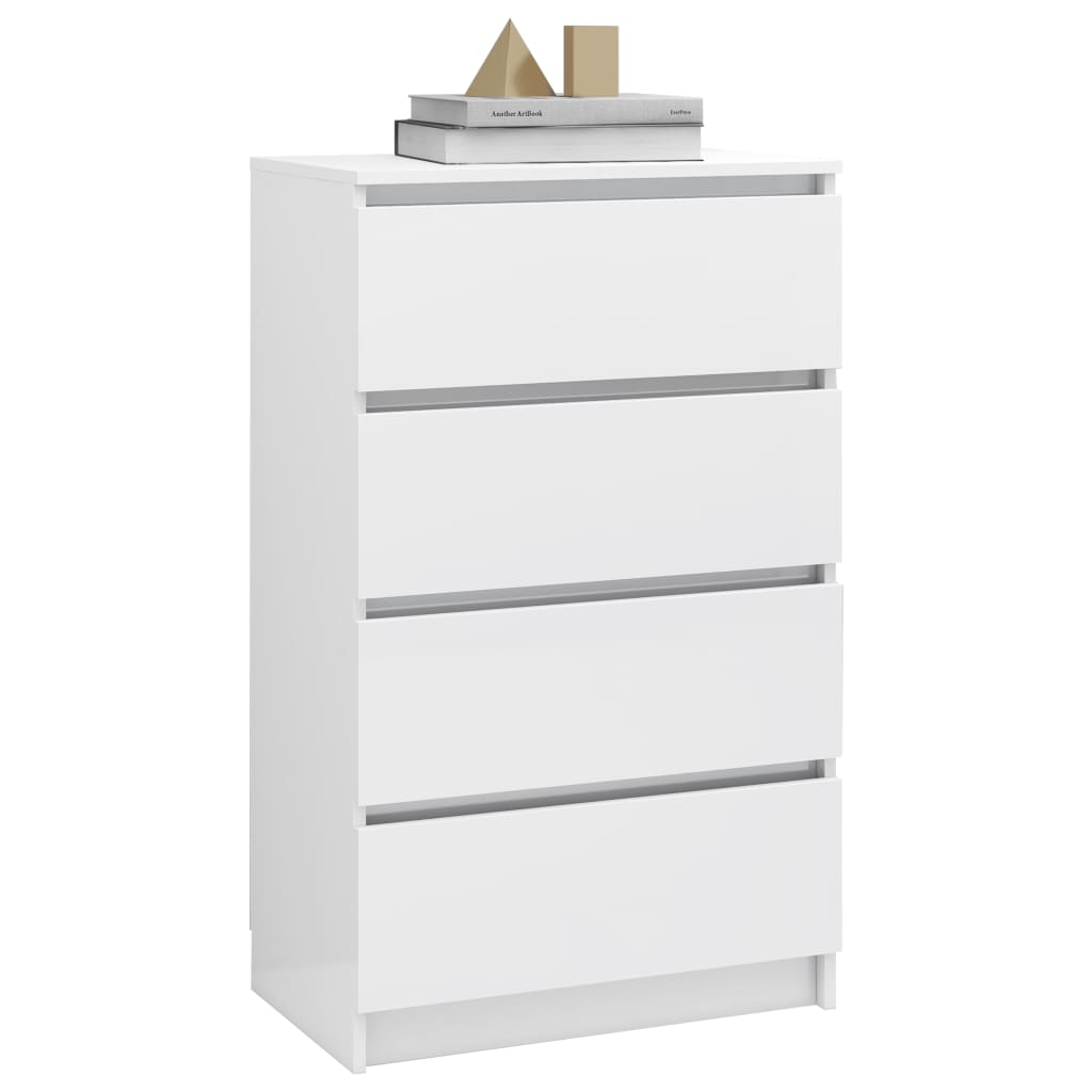 Credenza Bianco Lucido 60x35x98,5 cm in Legno Compensato - homemem39