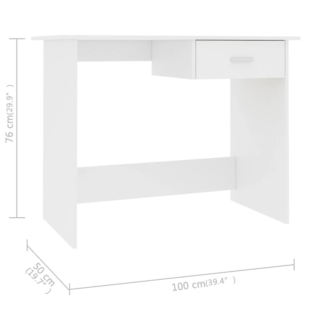 Scrivania Bianca 100x50x76 cm in Legno Multistrato - homemem39