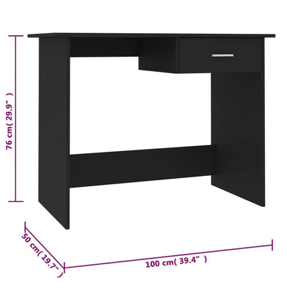 Scrivania Nera 100x50x76 cm in Legno Multistrato - homemem39