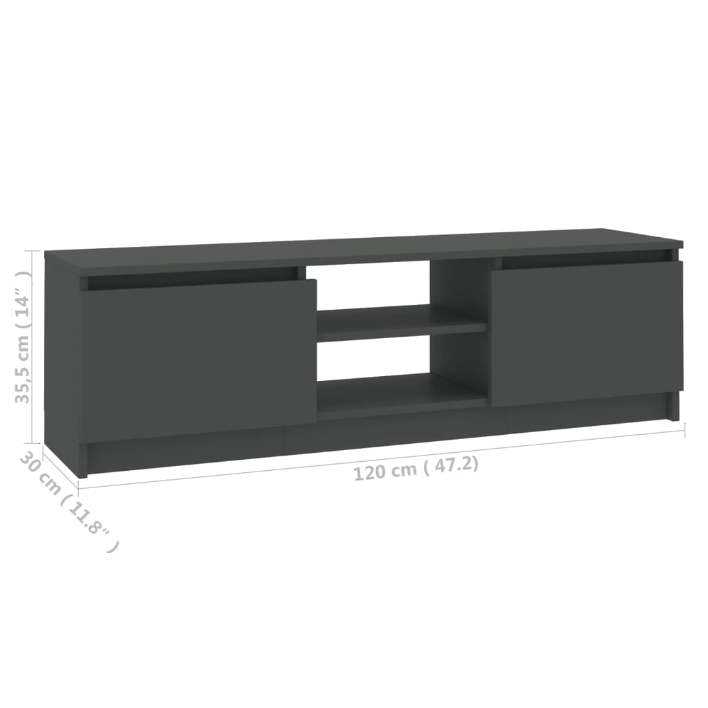 Mobile Porta TV Grigio 120x30x35,5 cm in Legno Multistrato - homemem39