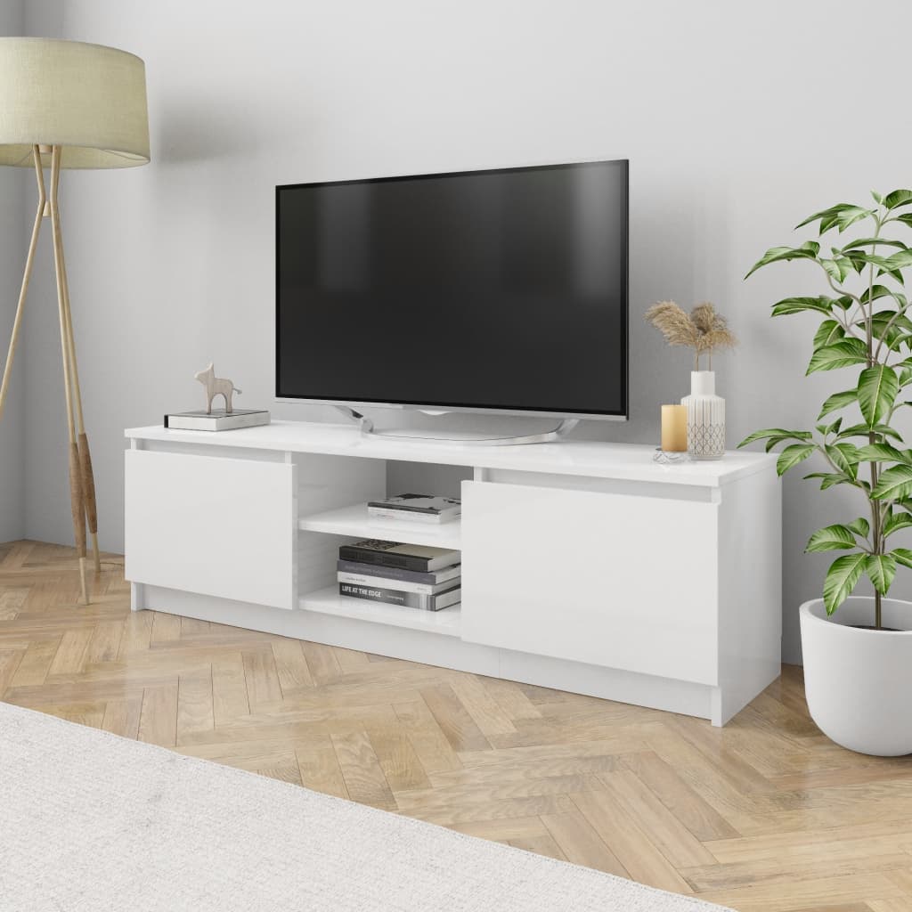 Mobile TV Bianco Lucido 120x30x35,5 cm in Truciolato - homemem39