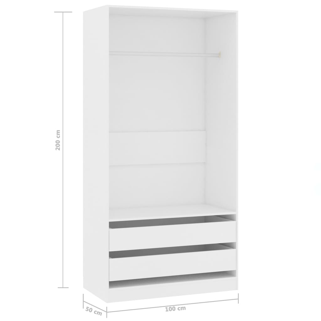 Armadio Bianco 100x50x200 cm in Legno Multistrato - homemem39