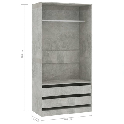 Armadio Grigio Cemento 100x50x200 cm in Legno Multistrato - homemem39