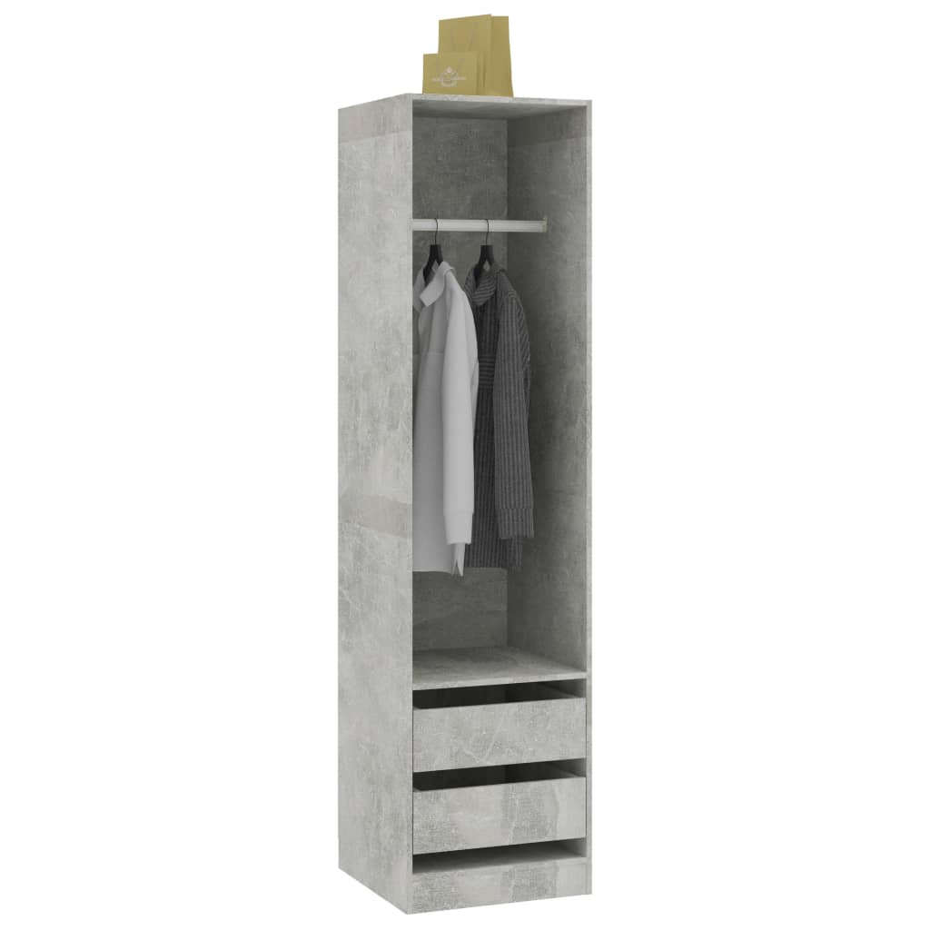 Armadio Cassetti Grigio Cemento 50x50x200 cm Legno Multistrato - homemem39